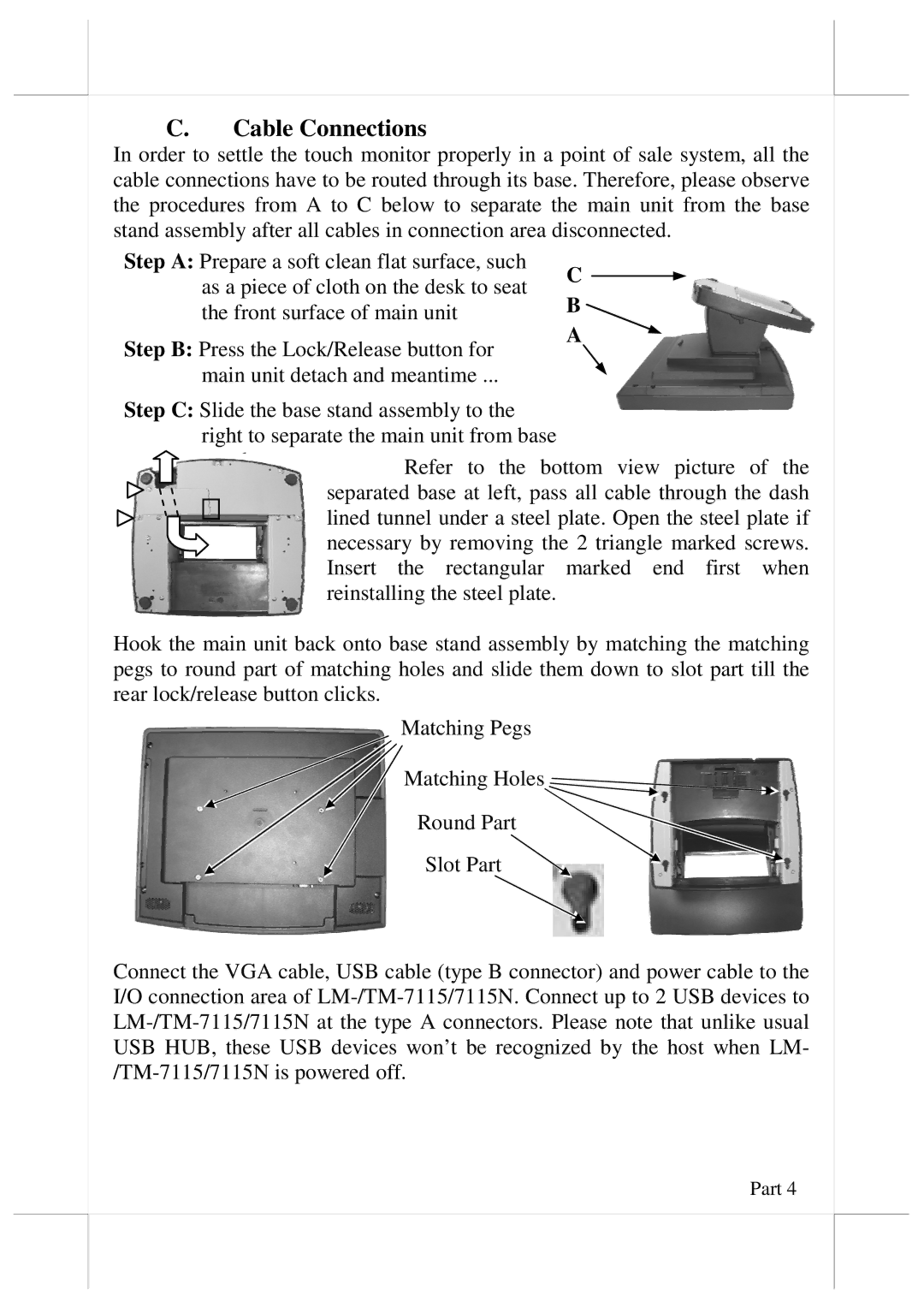 POSIFLEX Business Machines LM-/TM-7115/7115N user manual Cable Connections 