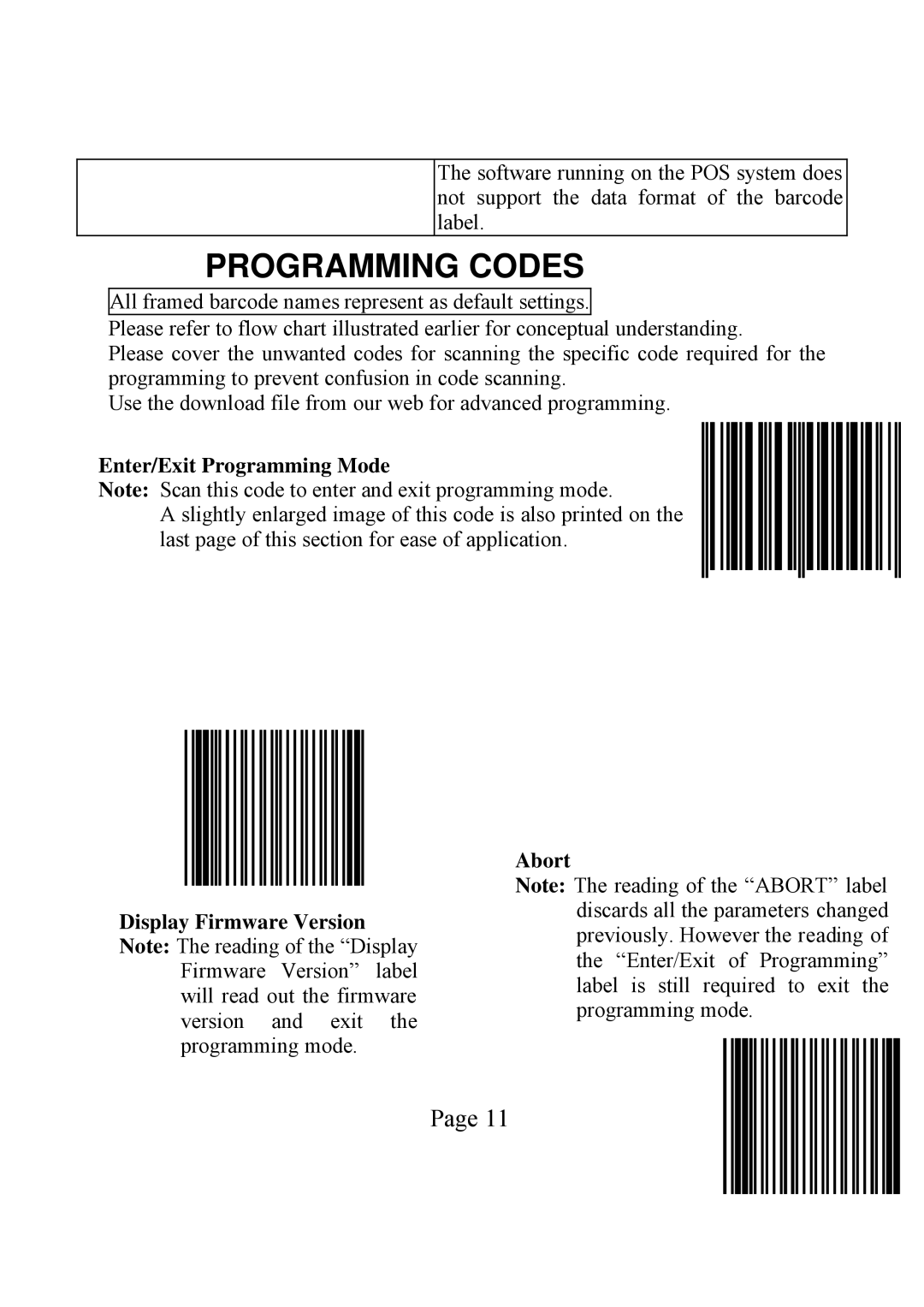 POSIFLEX Business Machines LS-1000 user manual Programming Codes 