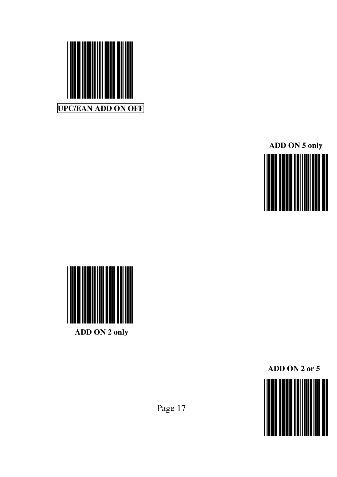 POSIFLEX Business Machines LS-1000 user manual UPC/EAN ADD on OFF 