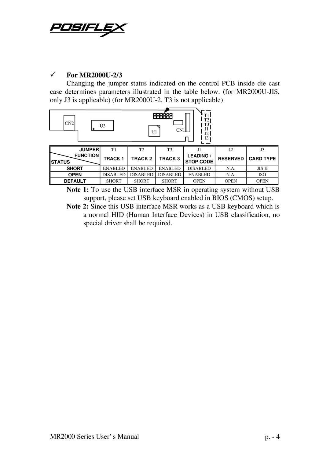 POSIFLEX Business Machines MR2000U-3, MR2000-2, MR2000S-2, MR2000S-3, MR2000-3 warranty For MR2000U-2/3 