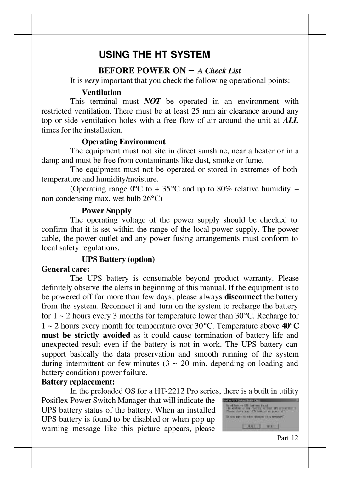 POSIFLEX Business Machines POS terminals, HT-2212 user manual Using the HT System 