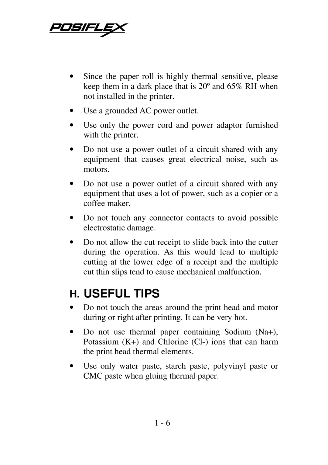 POSIFLEX Business Machines Posiflex Thermal Printer, PP-7000IIUSB warranty Useful Tips 