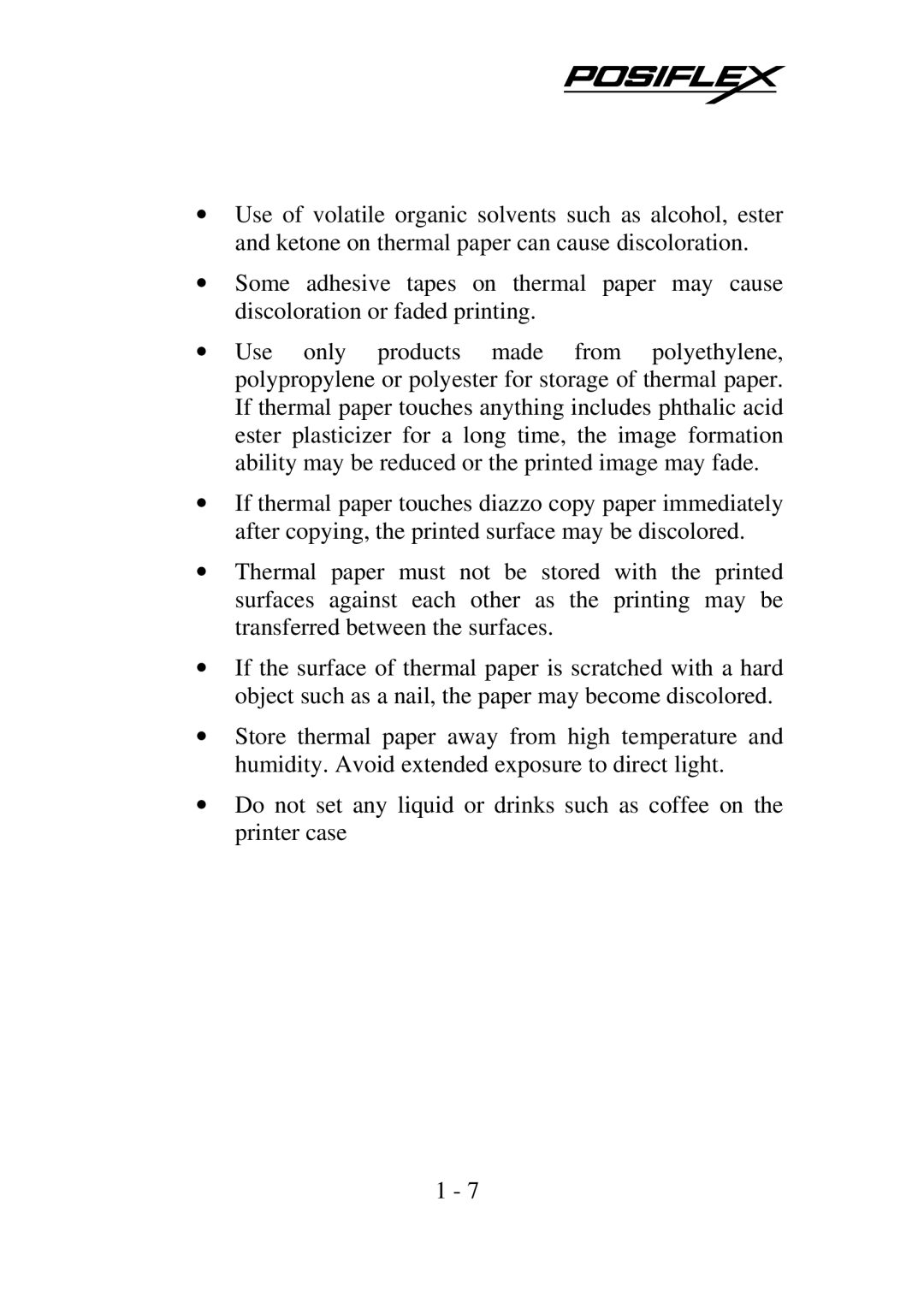 POSIFLEX Business Machines PP-7000IIUSB, Posiflex Thermal Printer warranty 