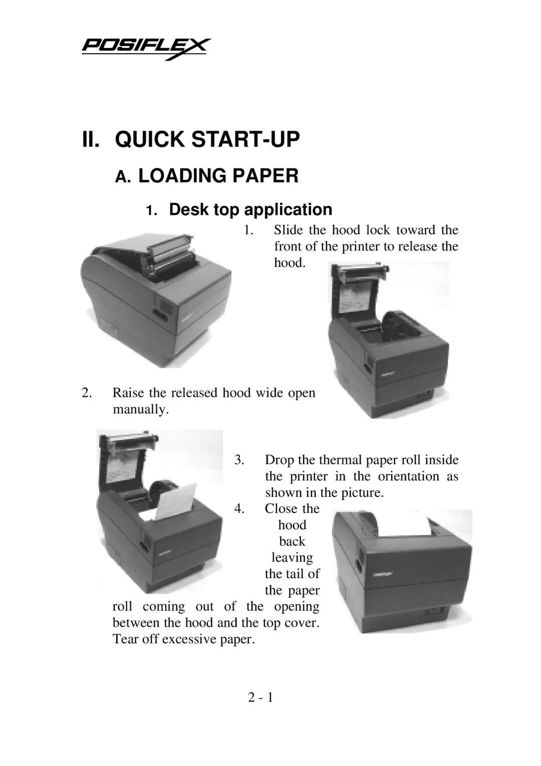 POSIFLEX Business Machines Posiflex Thermal Printer, PP-7000IIUSB warranty Loading Paper, Desk top application 