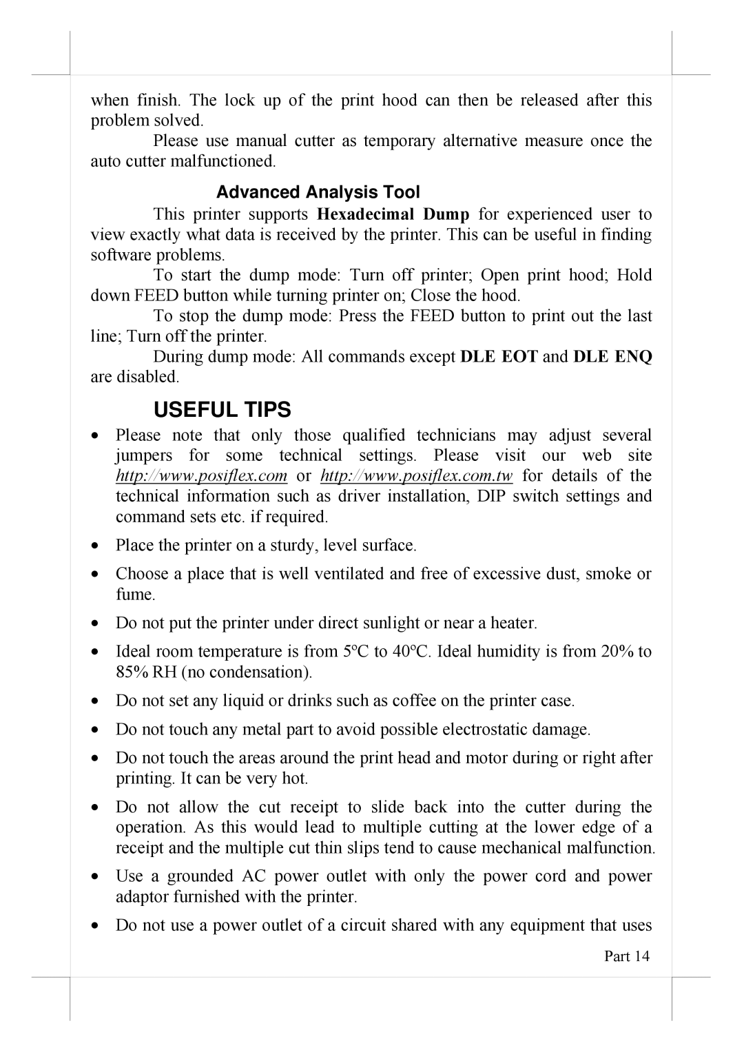 POSIFLEX Business Machines PP-8000L, PP-8000U warranty Useful Tips, Advanced Analysis Tool 