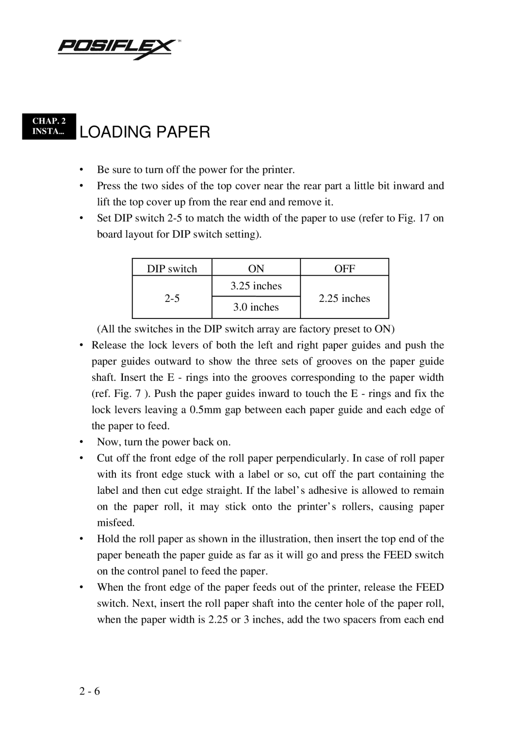 POSIFLEX Business Machines PP3000 manual Loading Paper, Off 