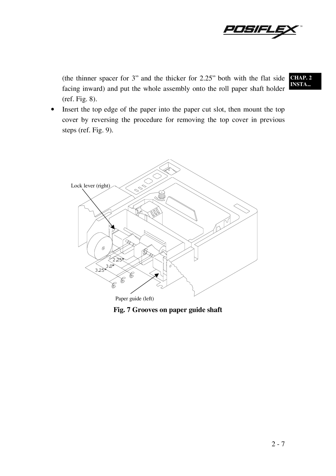 POSIFLEX Business Machines PP3000 manual Grooves on paper guide shaft 