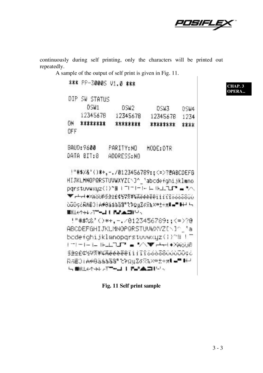 POSIFLEX Business Machines PP3000 manual Self print sample 