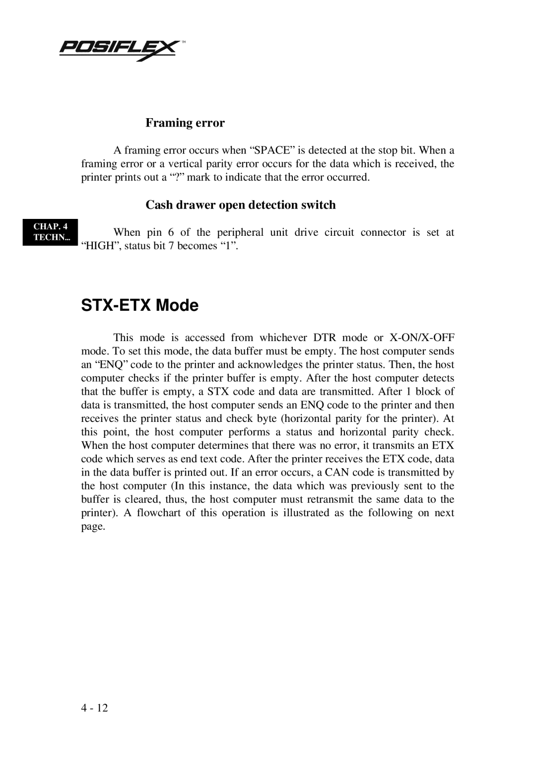 POSIFLEX Business Machines PP3000 manual STX-ETX Mode 