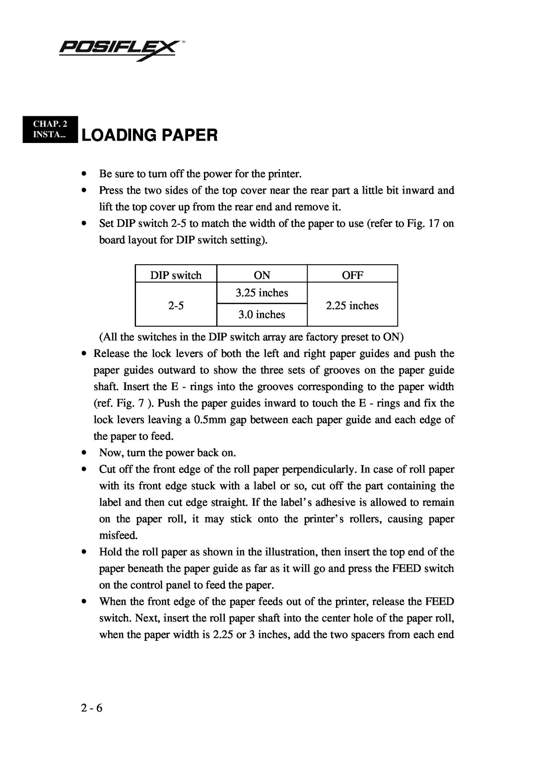 POSIFLEX Business Machines PP3000 manual Loading Paper 