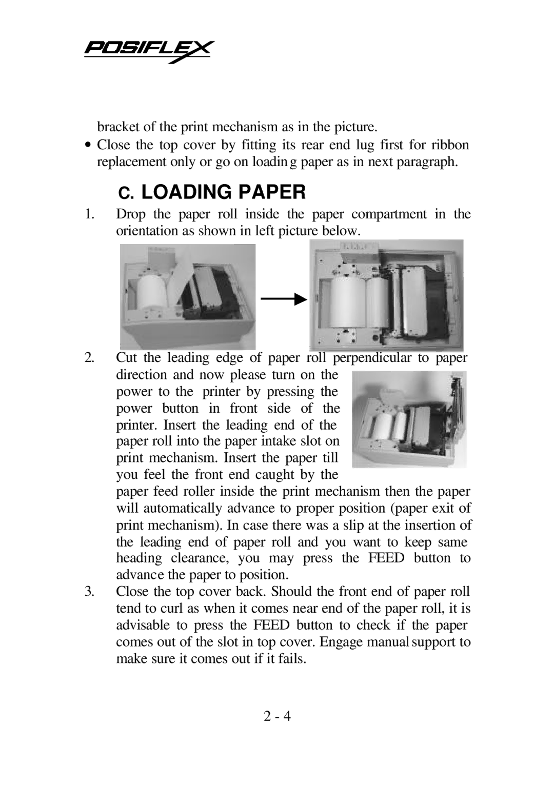 POSIFLEX Business Machines PP5600 SERIES user manual Loading Paper 