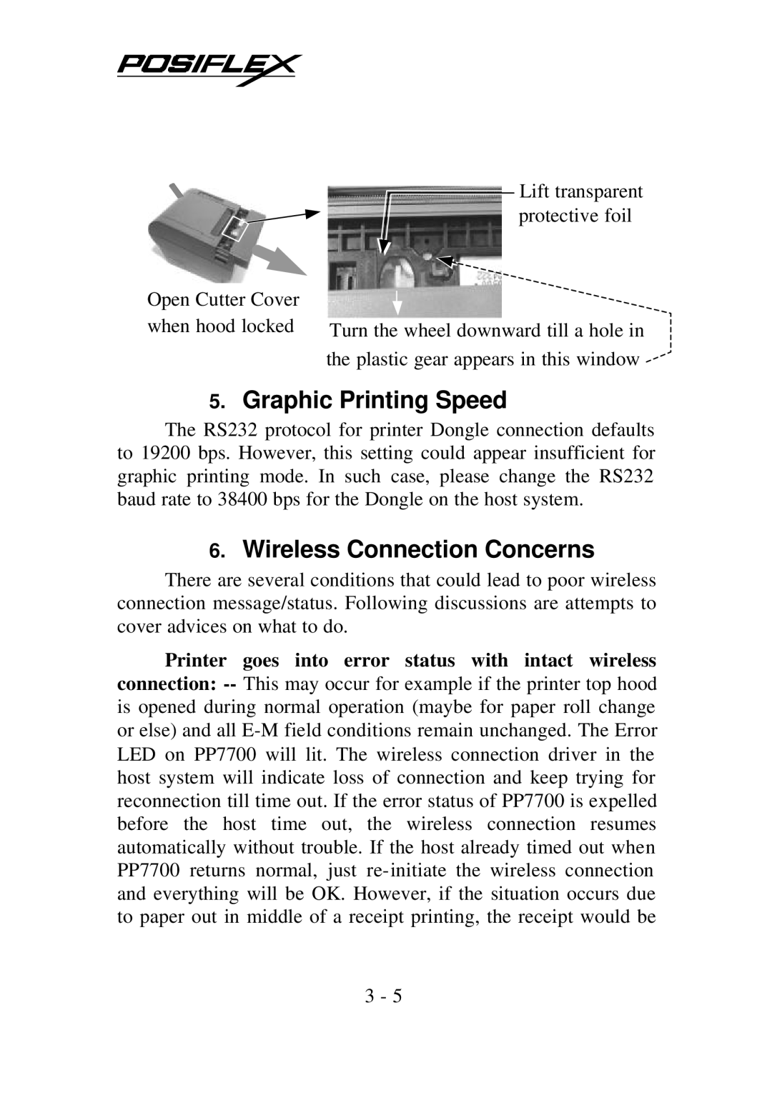 POSIFLEX Business Machines PP7700 Series warranty Graphic Printing Speed, Wireless Connection Concerns 