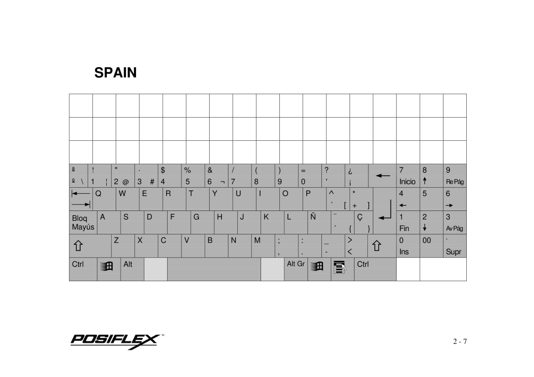 POSIFLEX Business Machines PST KB136 manual Spain 