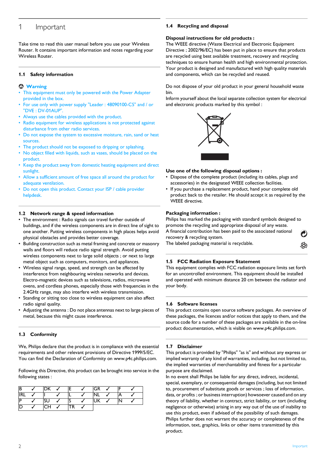 POSIFLEX Business Machines SNB5600 manual Safety information, Network range & speed information, Conformity 