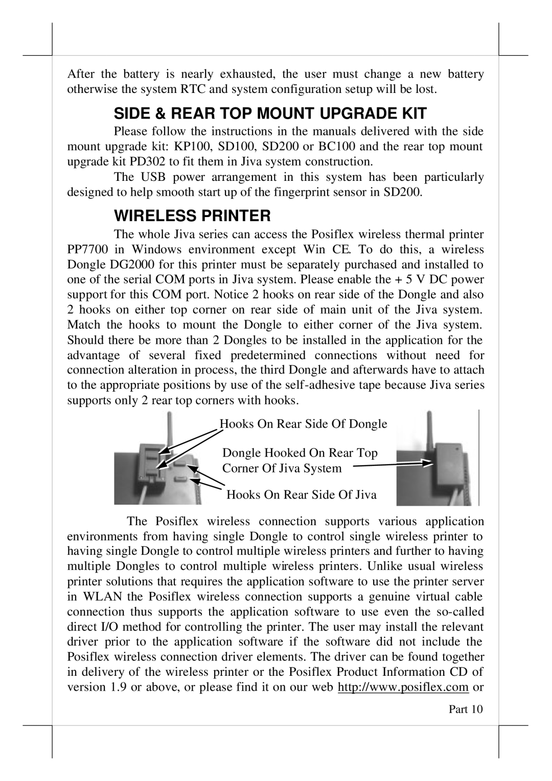 POSIFLEX Business Machines TP/LT- 8000, TP/LT- 5700, TP/LT- 5600 Side & Rear TOP Mount Upgrade KIT, Wireless Printer 