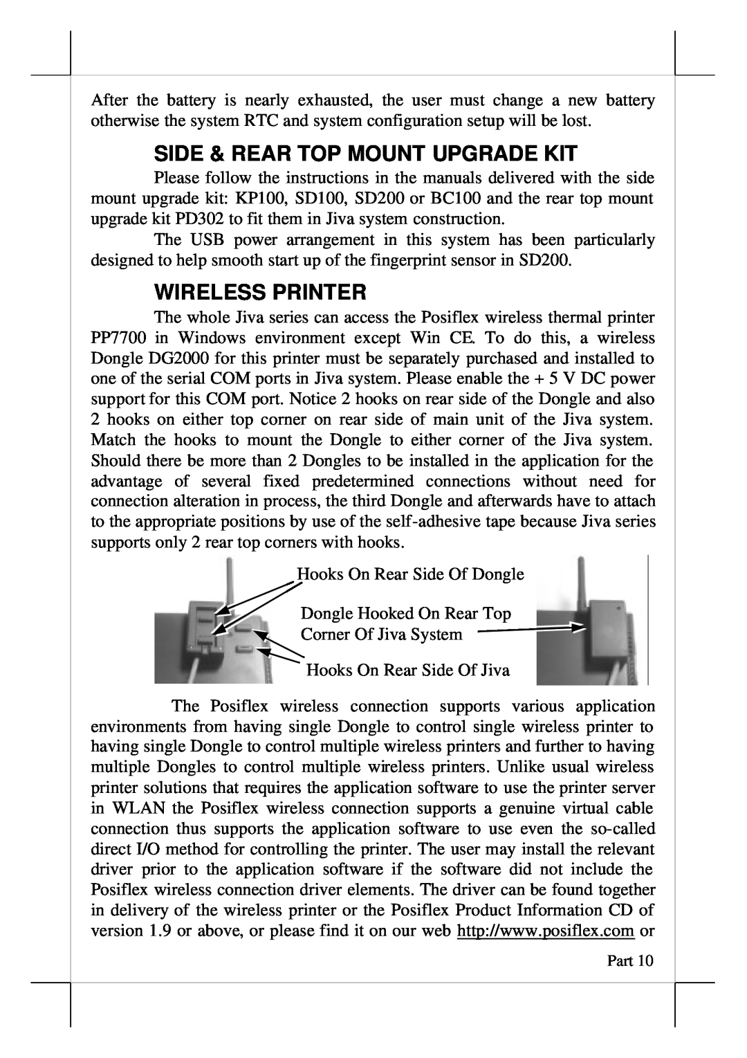 POSIFLEX Business Machines TP/LT- 8000, TP/LT- 5700, TP/LT- 5600 Side & Rear Top Mount Upgrade Kit, Wireless Printer 