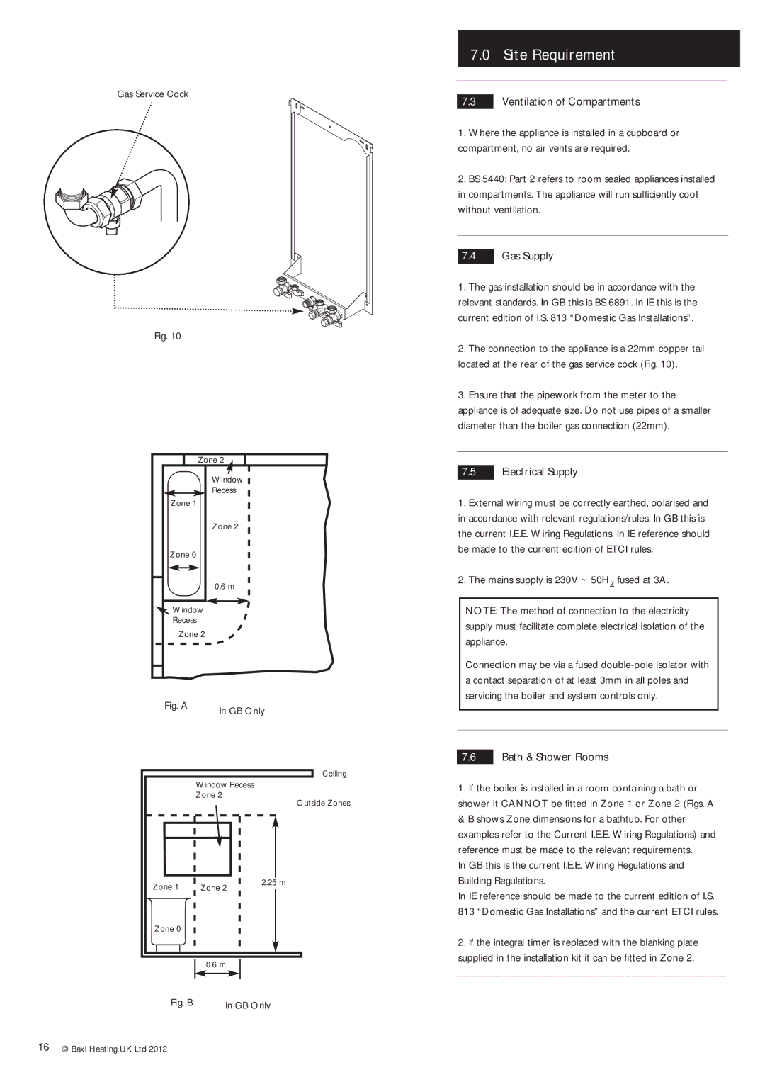 Potthof & Co 33kw, 24kw Site Requirement, Ventilation of Compartments, Gas Supply, Electrical Supply, Bath & Shower Rooms 