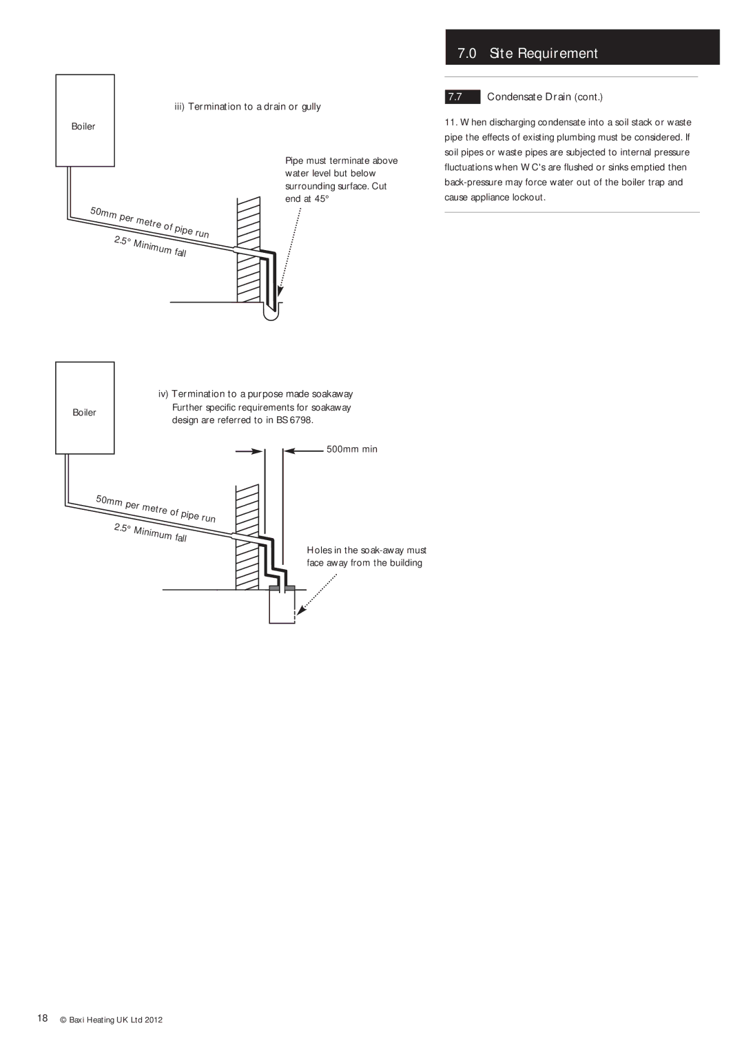 Potthof & Co 24kw, 33kw, 28kw manual Minimum Fall, 50mm per, 500mm min 