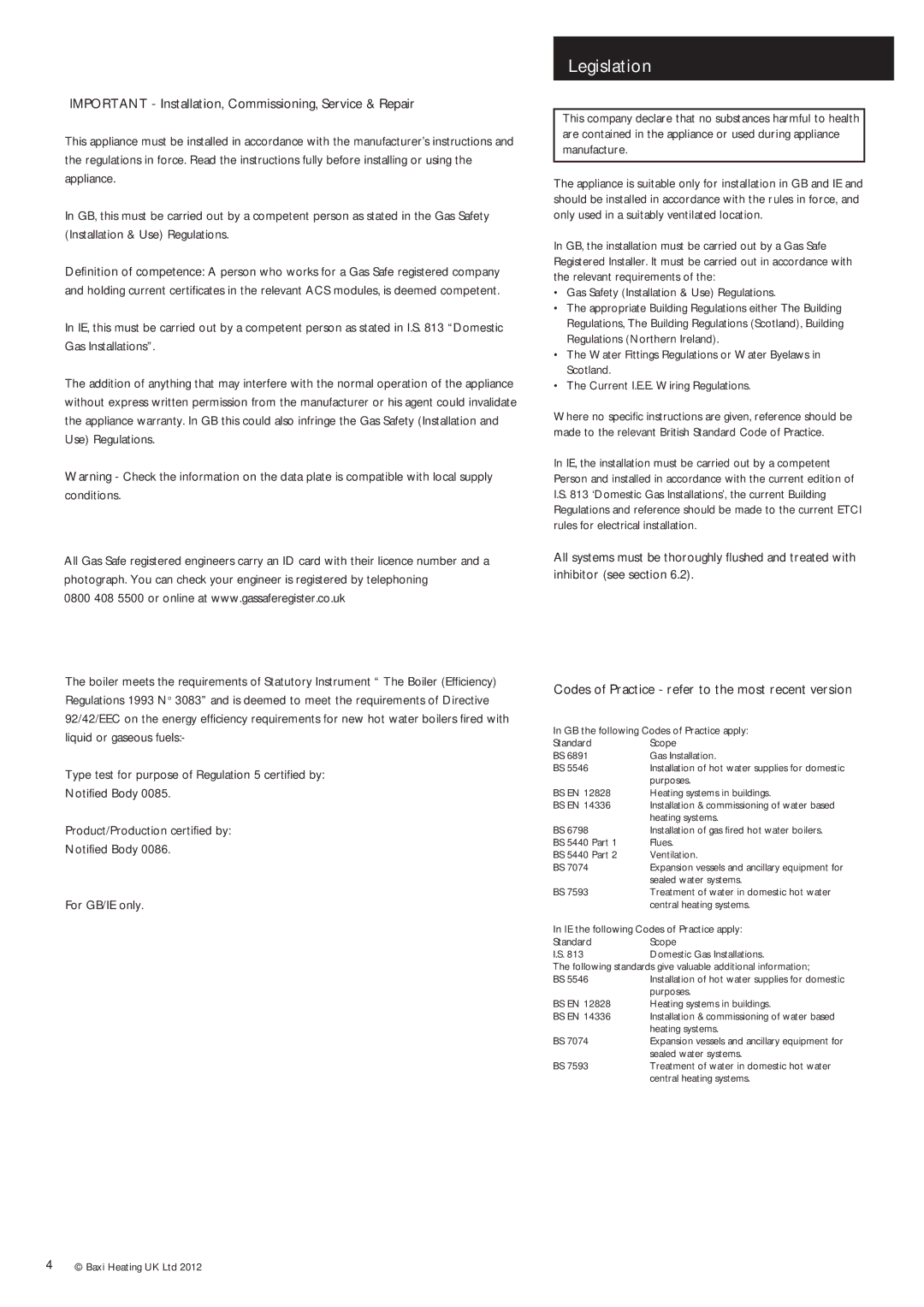 Potthof & Co 33kw, 24kw, 28kw manual Legislation, Important Installation, Commissioning, Service & Repair 