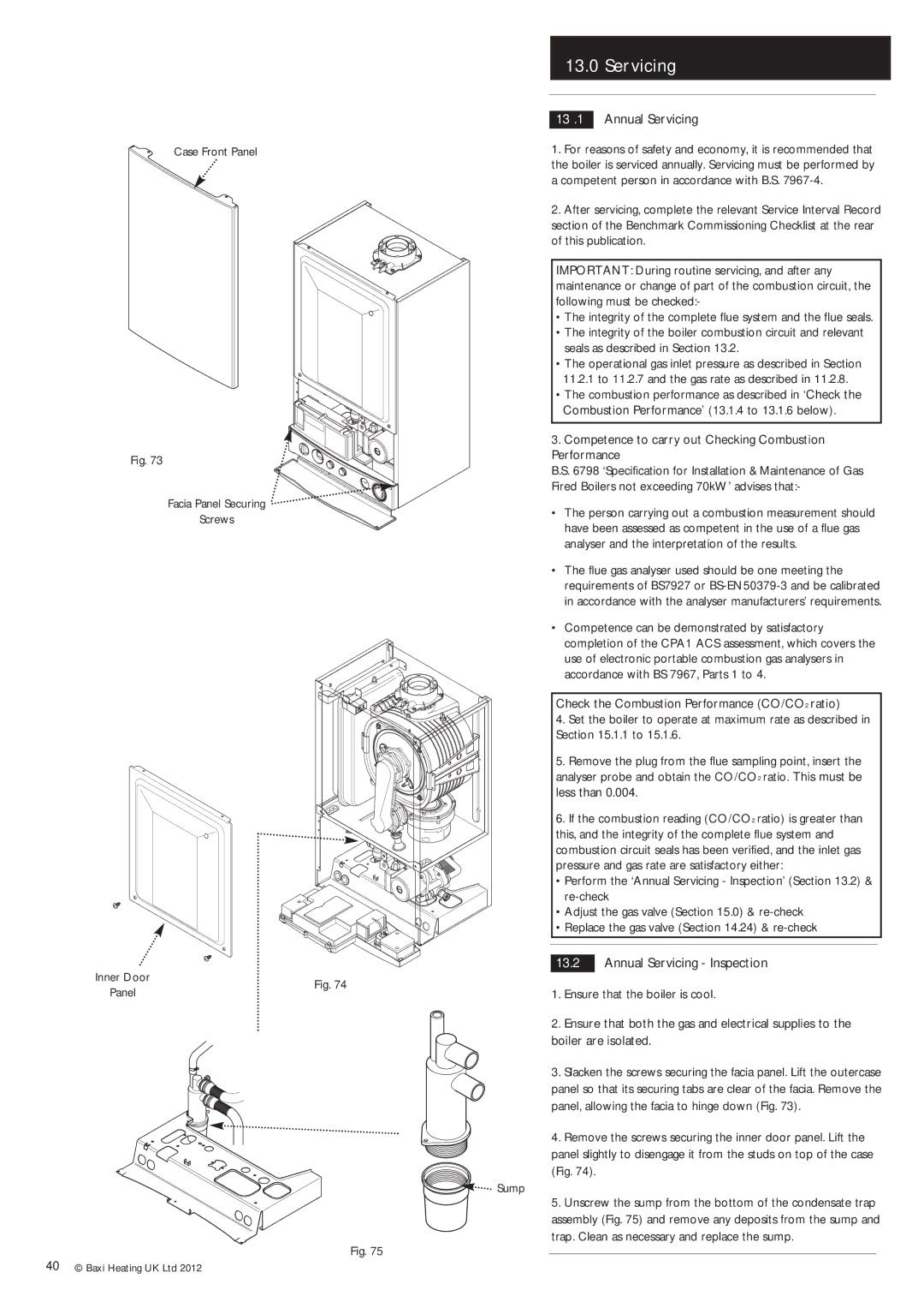 Potthof & Co 33kw, 24kw, 28kw manual 13 .1 Annual Servicing, Annual Servicing Inspection 