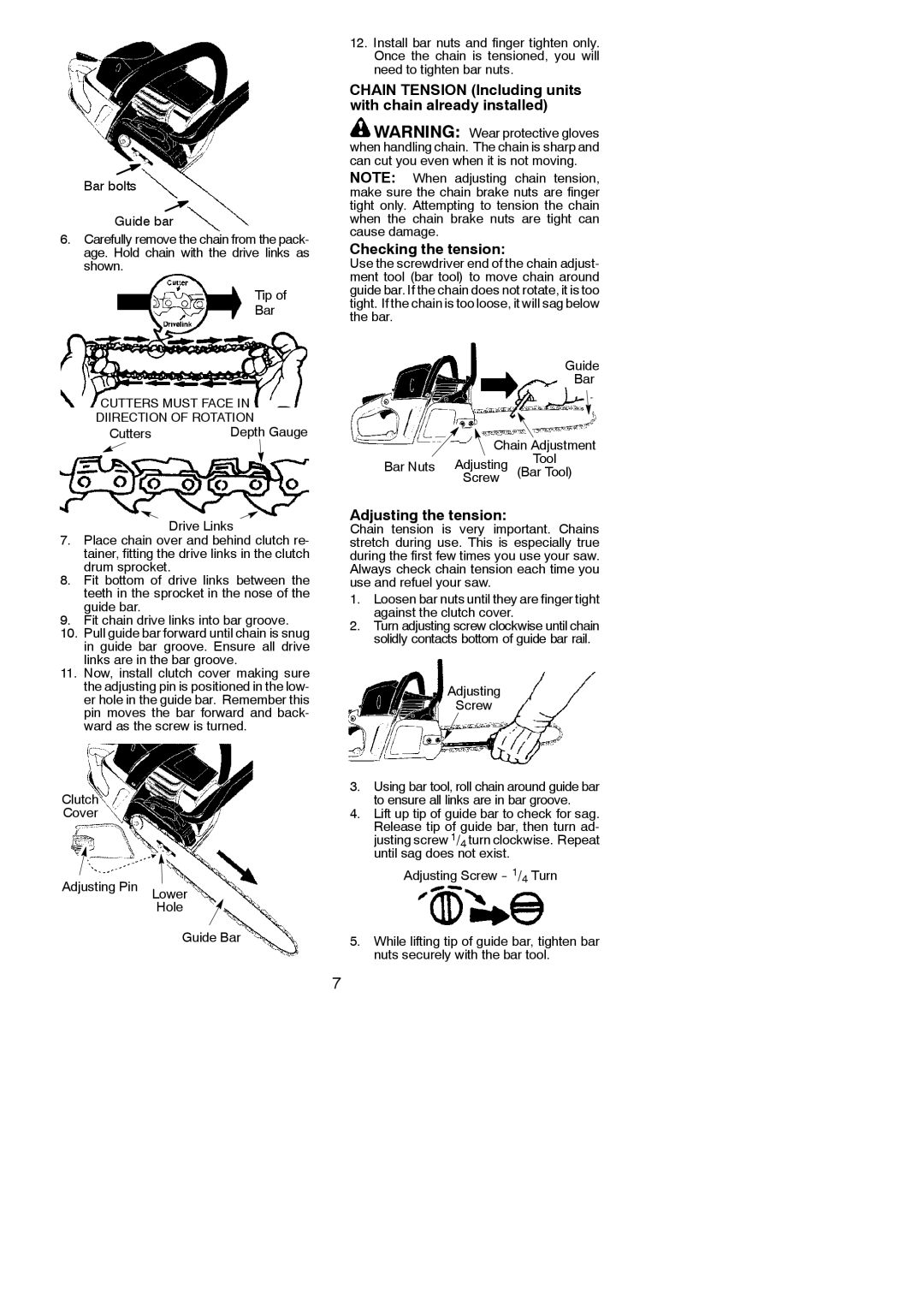 Poulan 115267626 instruction manual Adjusting the tension, Cutters, Adjusting Screw 