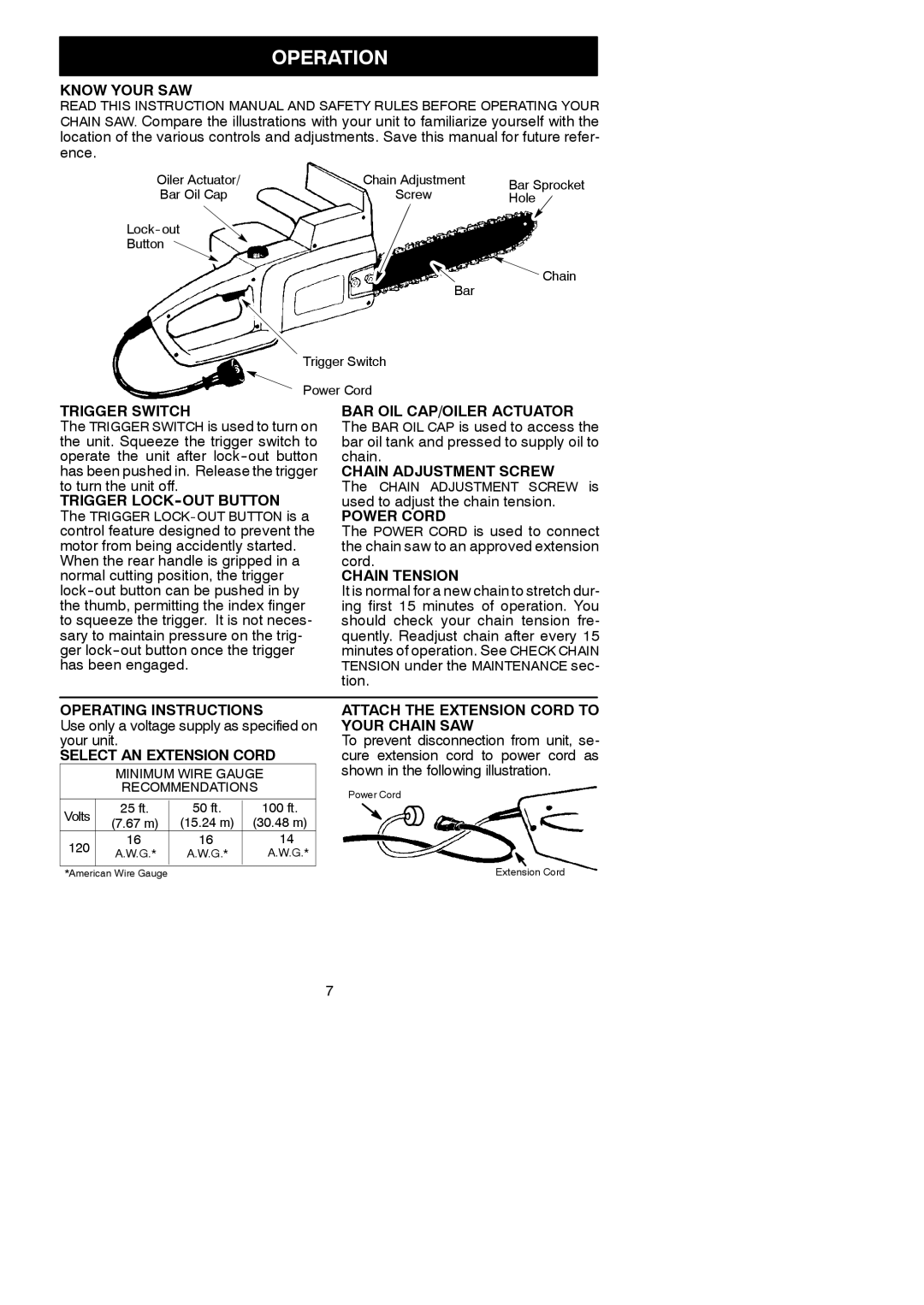 Poulan 1420, 1630 instruction manual Operation 