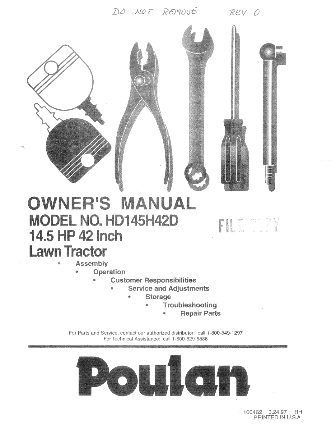 Poulan 160462 manual 