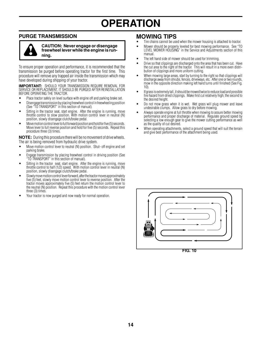 Poulan 161608 owner manual Mowing Tips, Purge Transmission 