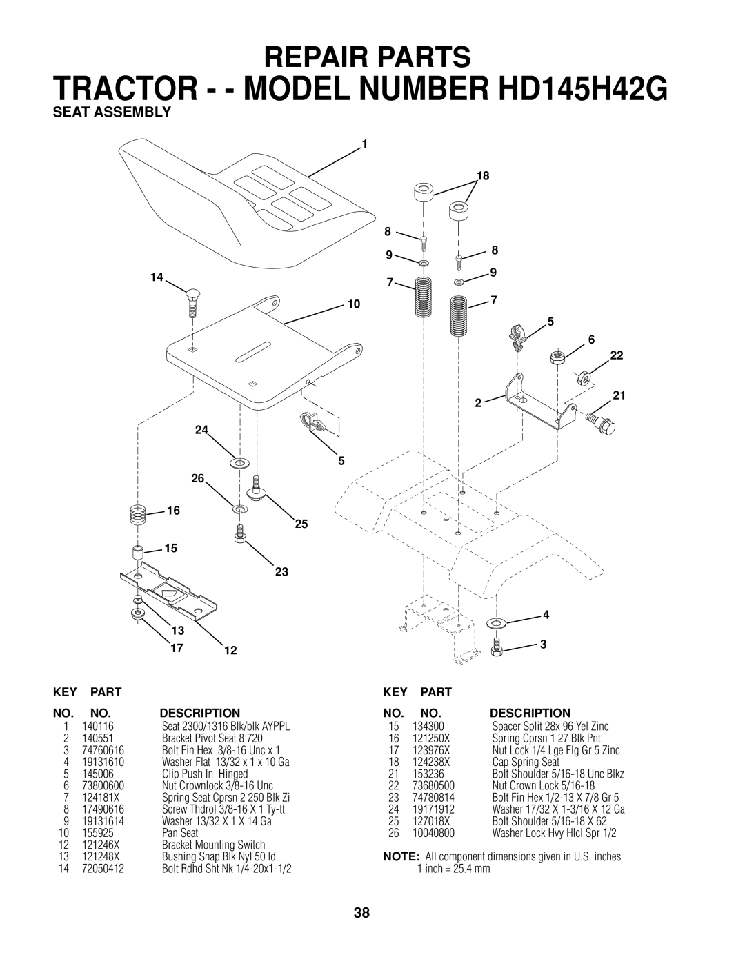 Poulan 161608 owner manual Seat Assembly 