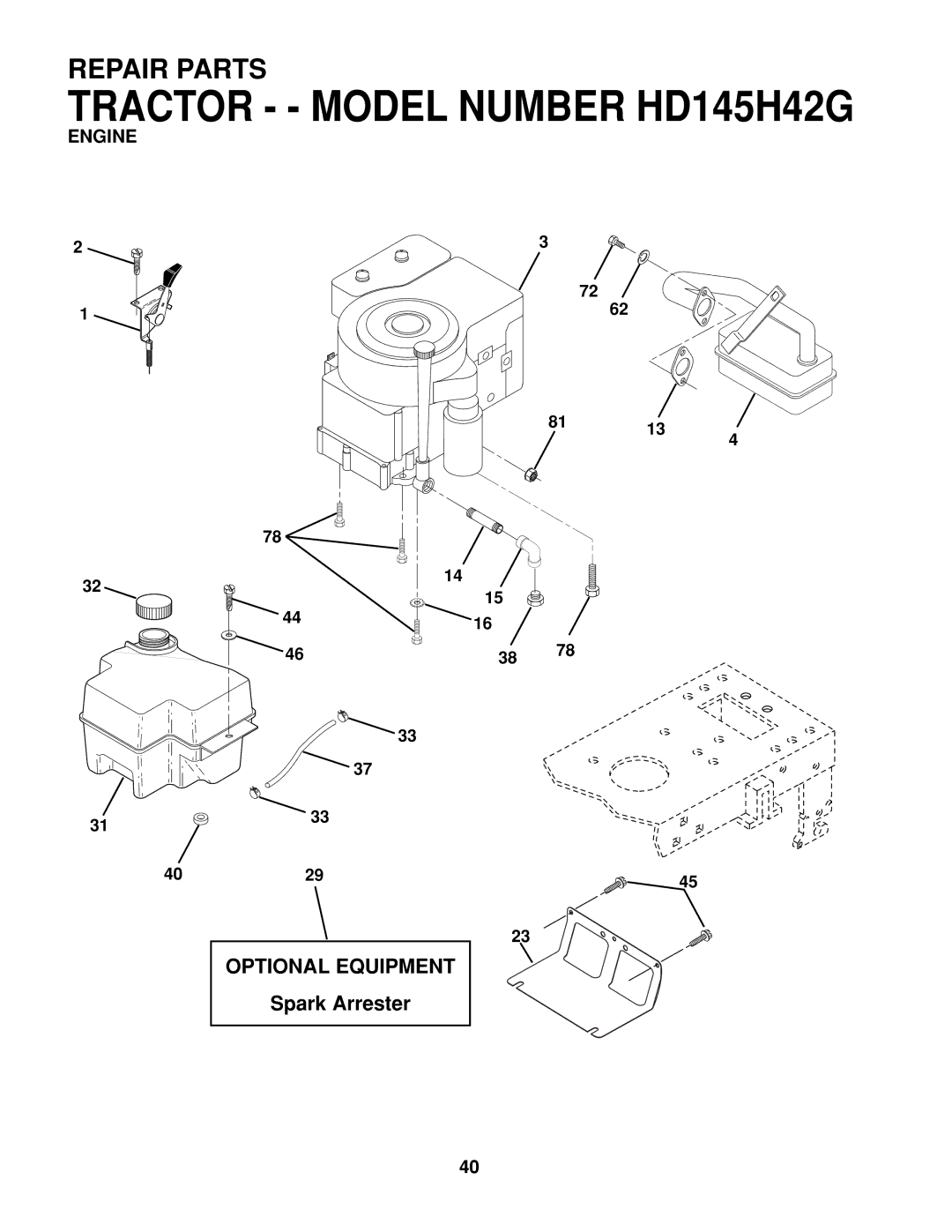 Poulan 161608 owner manual Engine 