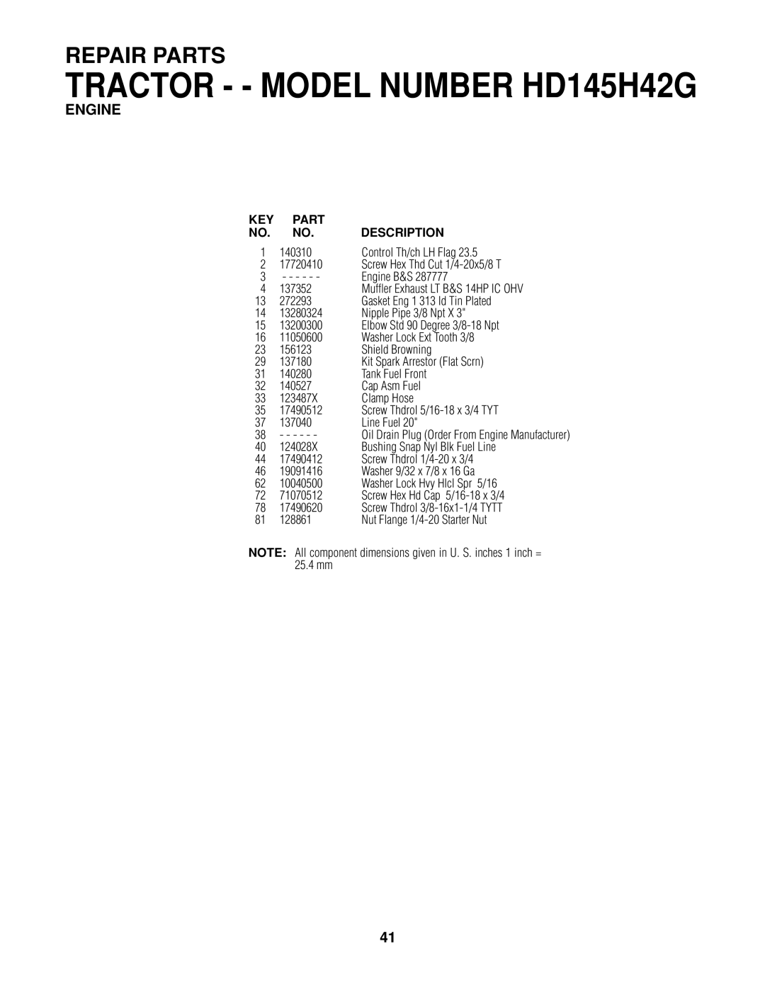 Poulan 161608 owner manual Mufﬂer Exhaust LT B&S 14HP IC OHV 