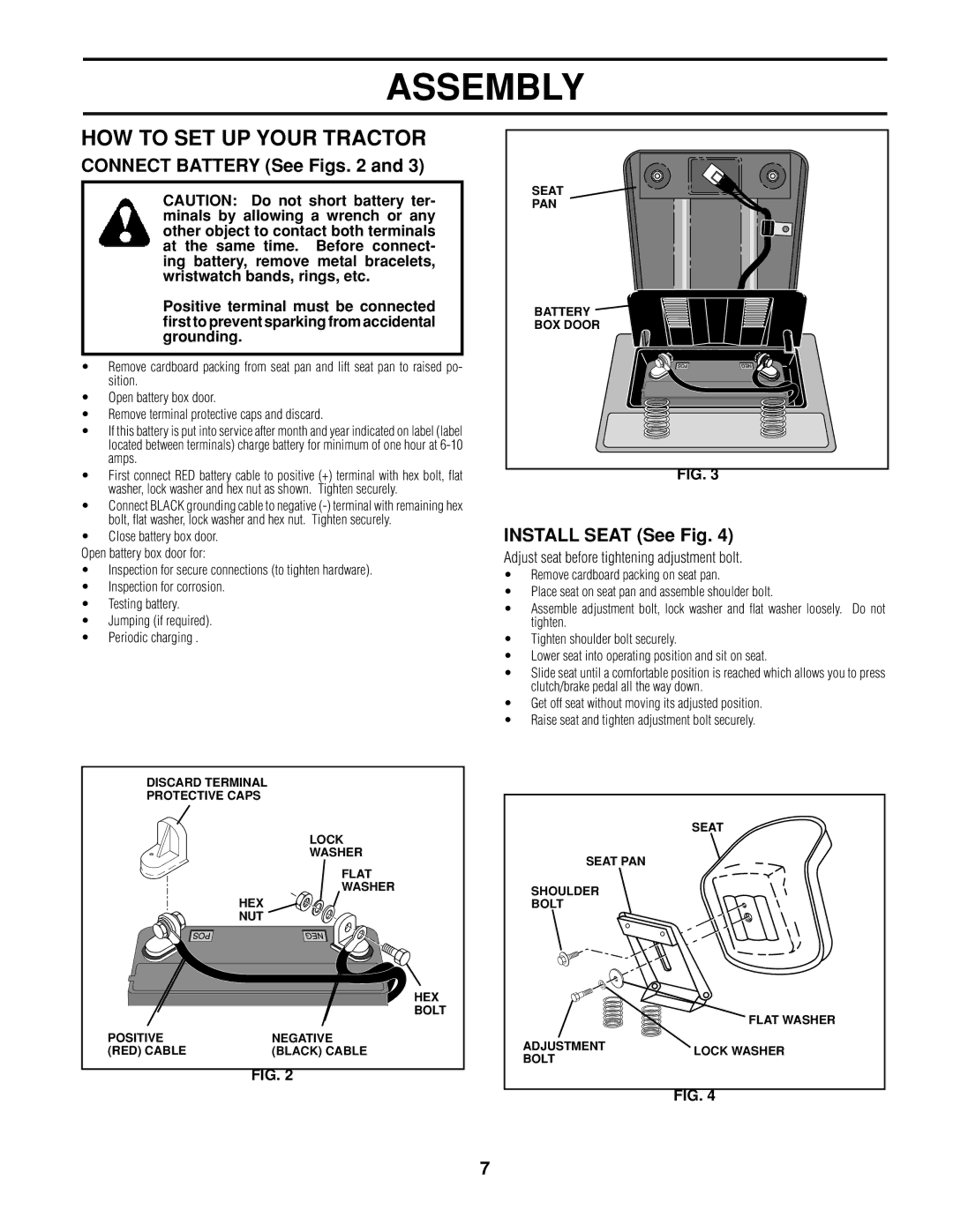 Poulan 161608 owner manual HOW to SET UP Your Tractor, Connect Battery See Figs, Install Seat See Fig 