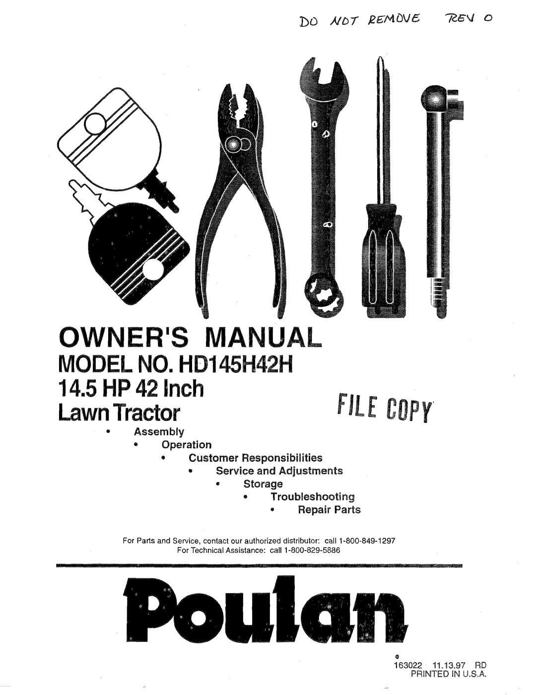 Poulan 163022 manual 