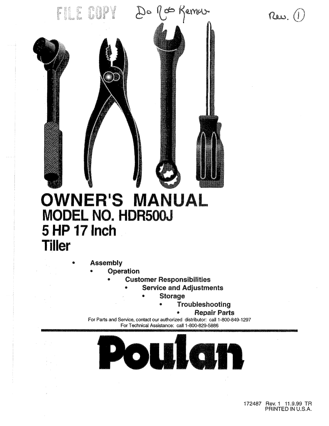 Poulan 172487 manual 