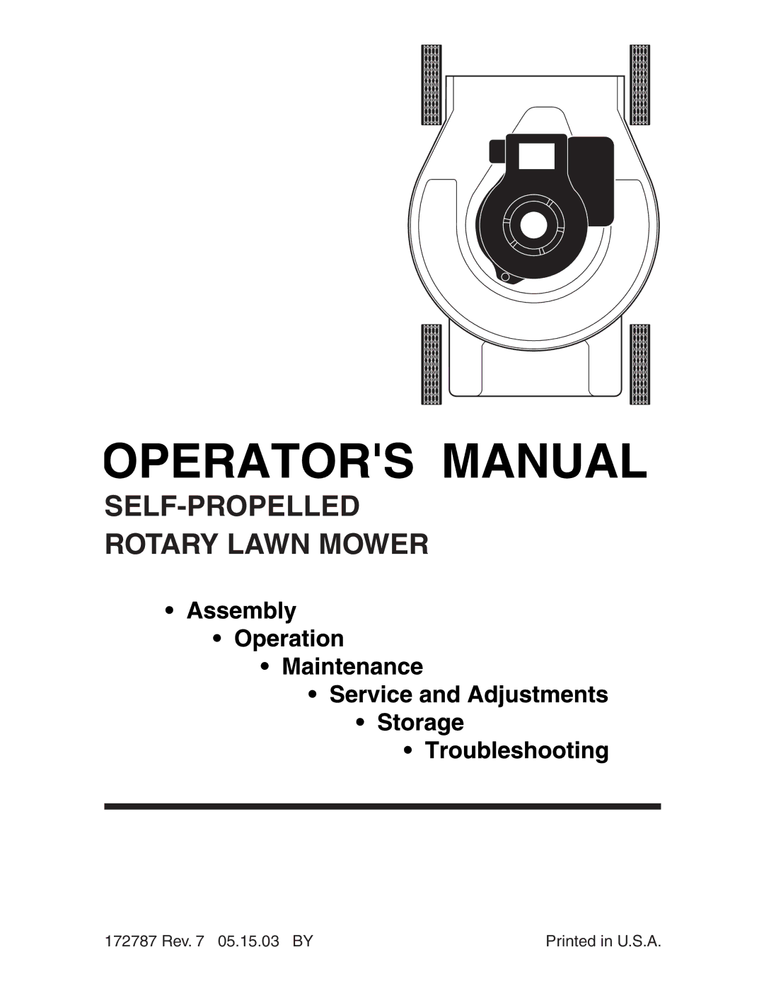 Poulan 172787 manual SELF-PROPELLED Rotary Lawn Mower 