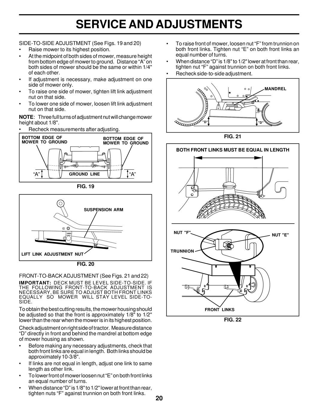 Poulan 173411 owner manual Recheck side-to-side adjustment 