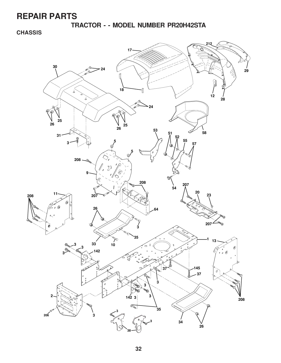 Poulan 173411 owner manual Chassis 