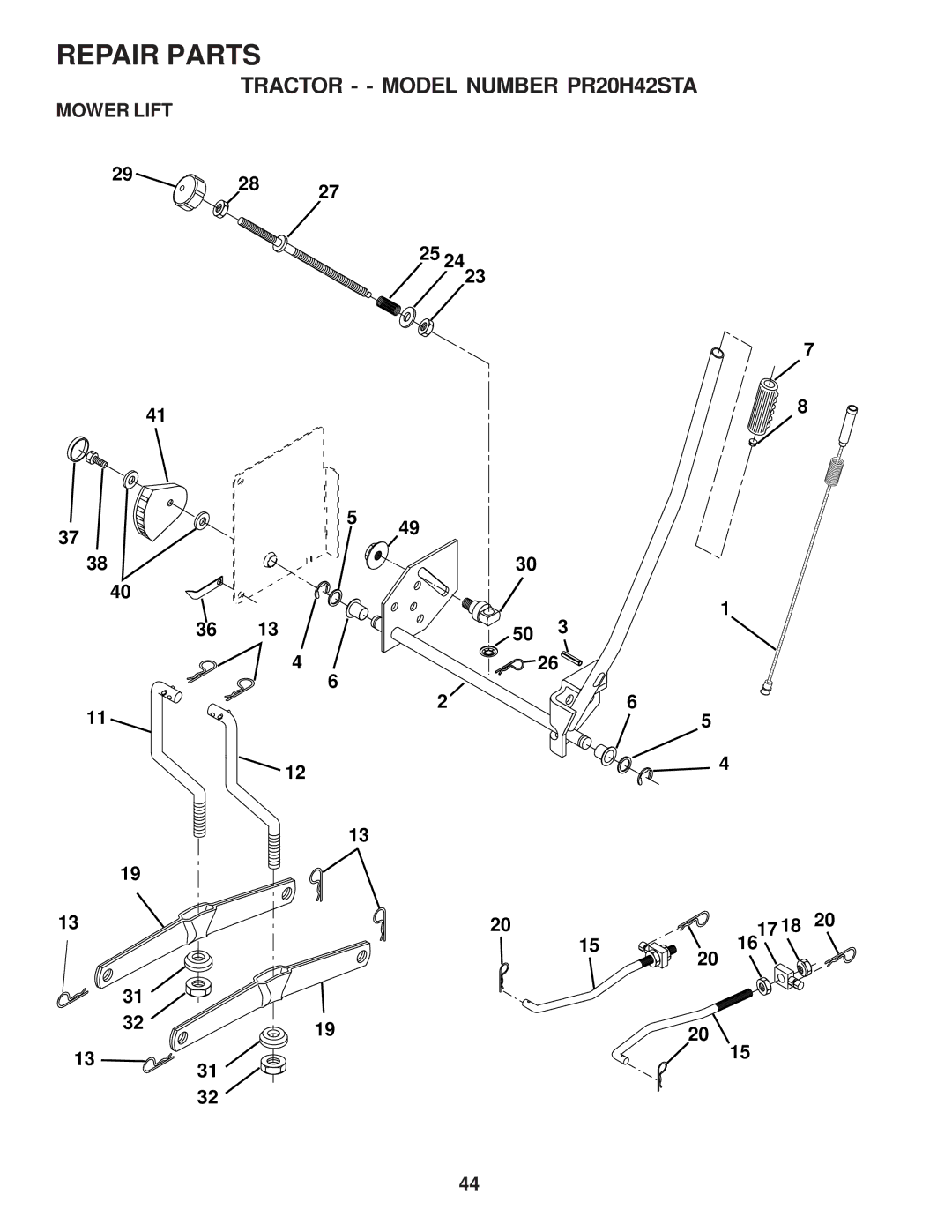 Poulan 173411 owner manual Mower Lift 