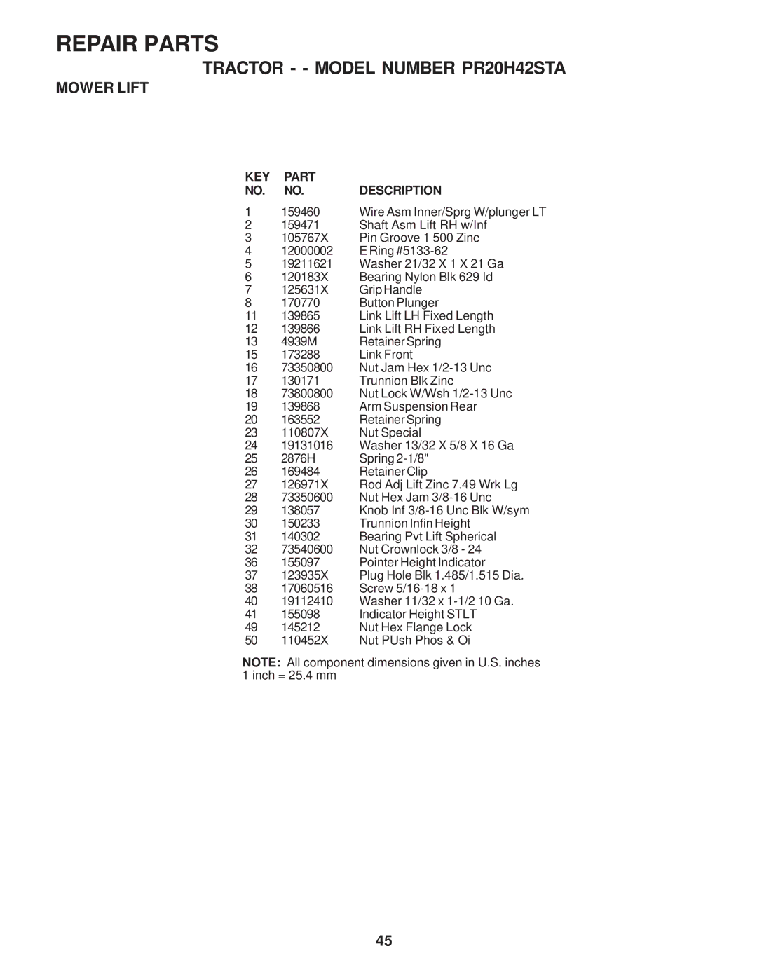 Poulan 173411 owner manual Wire Asm Inner/Sprg W/plunger LT 