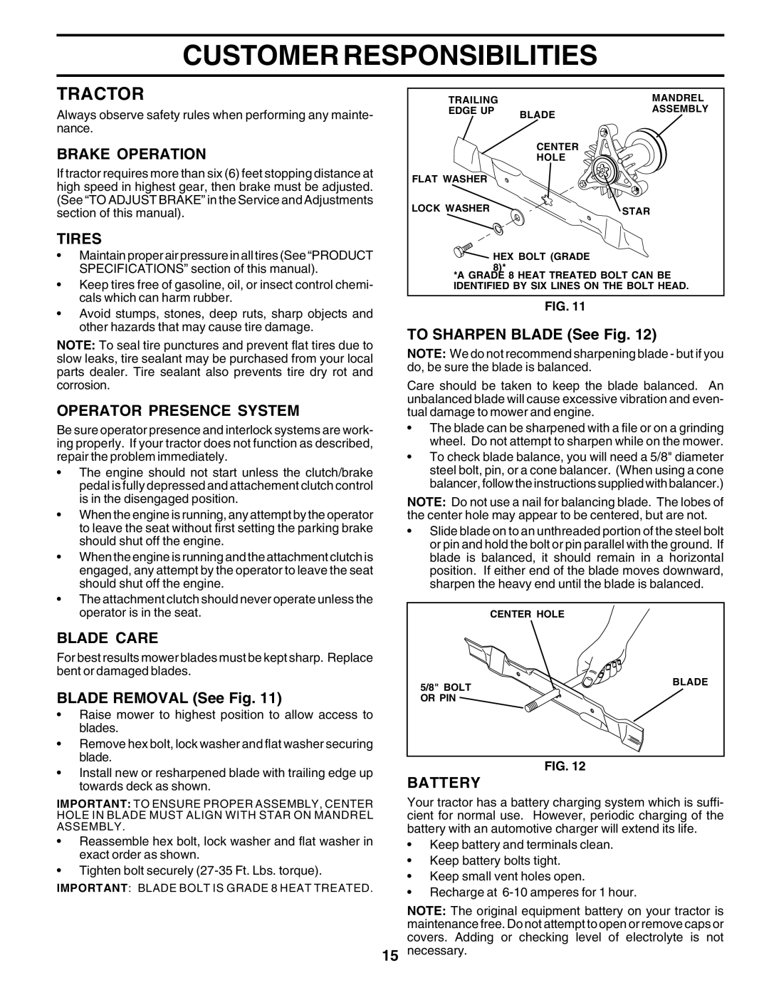 Poulan 175581 owner manual Tractor 