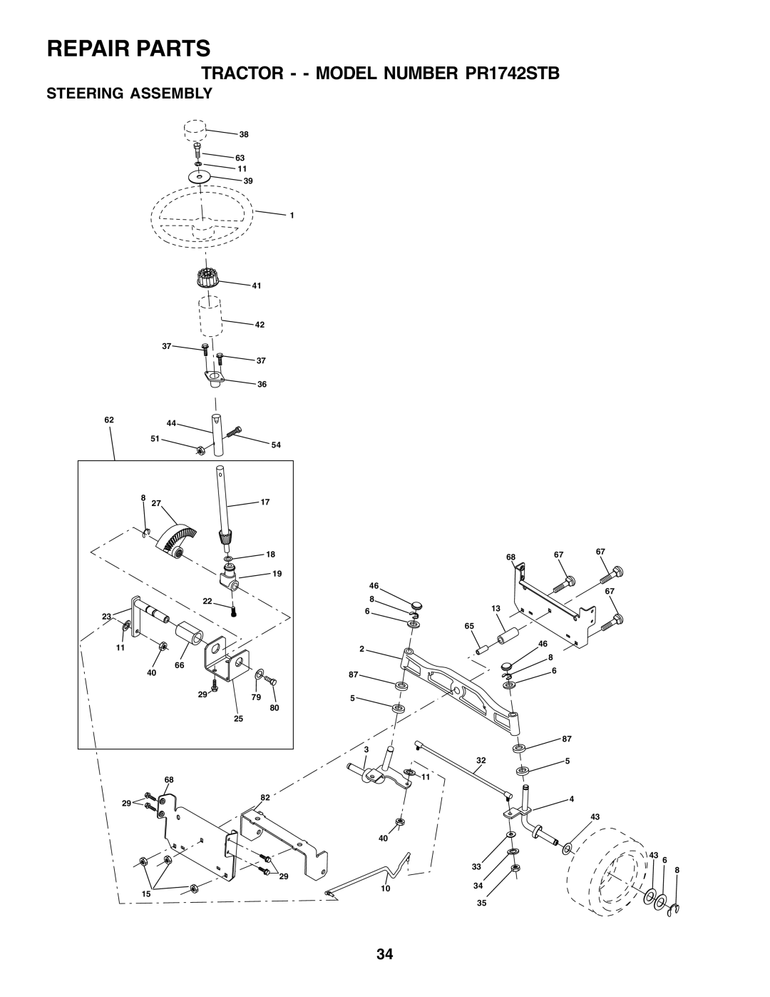 Poulan 175581 owner manual Steering Assembly 