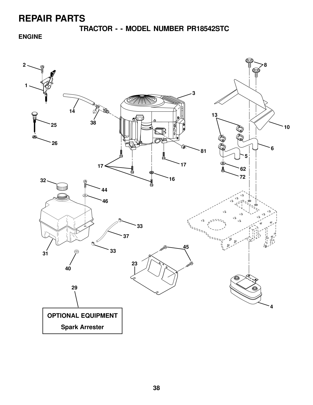 Poulan 175682 owner manual Engine Optional Equipment, Spark Arrester 