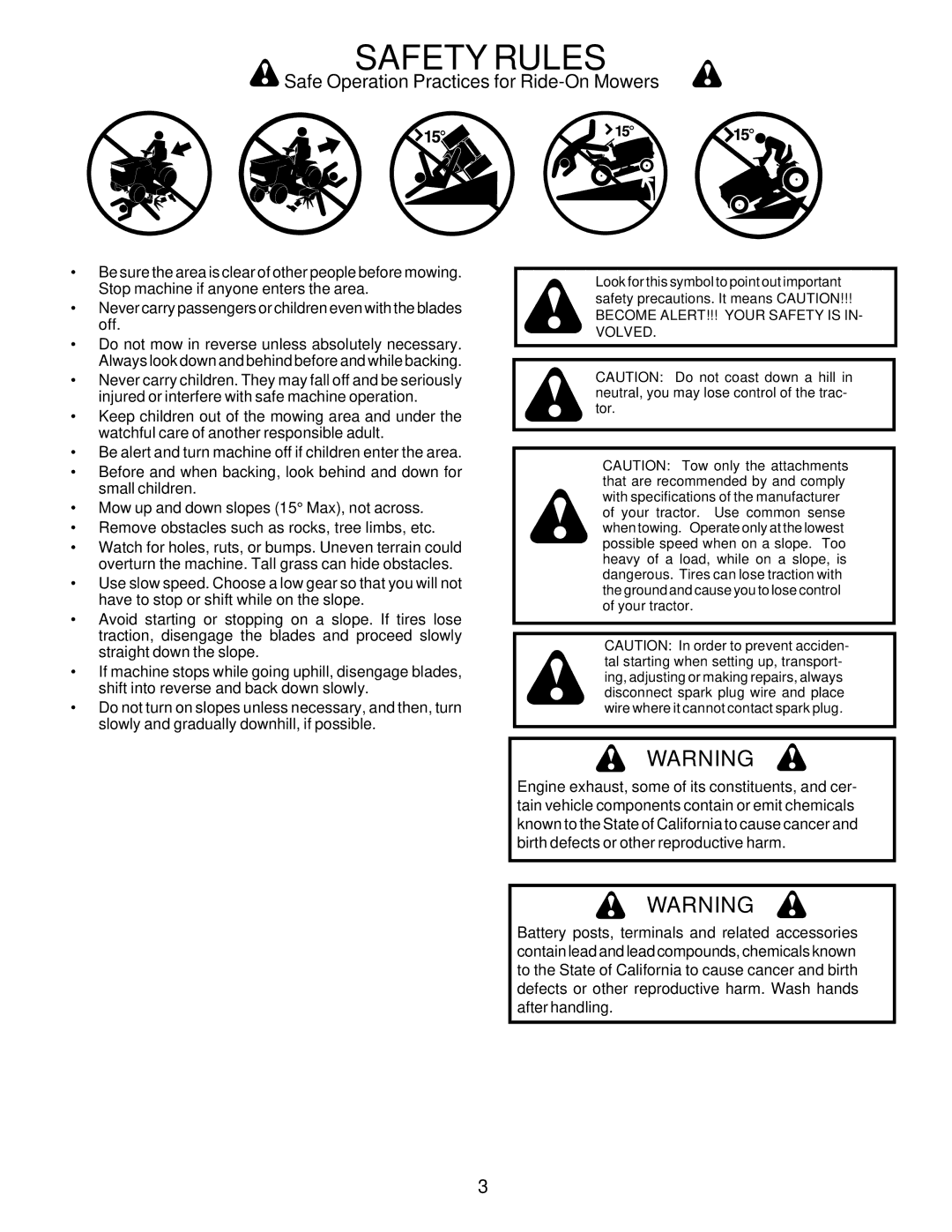 Poulan 175718 owner manual Become ALERT!!! Your Safety is IN- Volved 