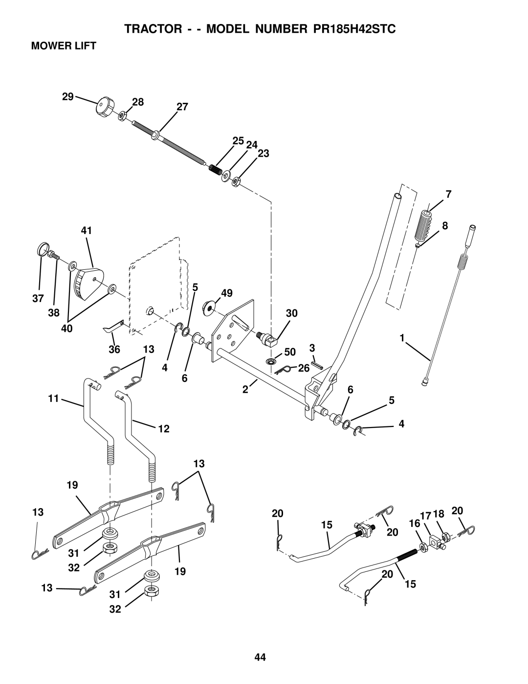 Poulan 175718 owner manual Mower Lift 