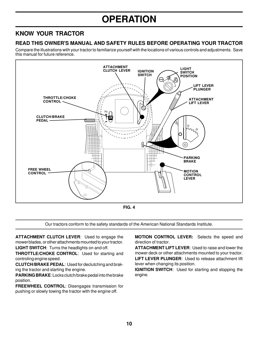 Poulan 176085 owner manual Know Your Tractor 