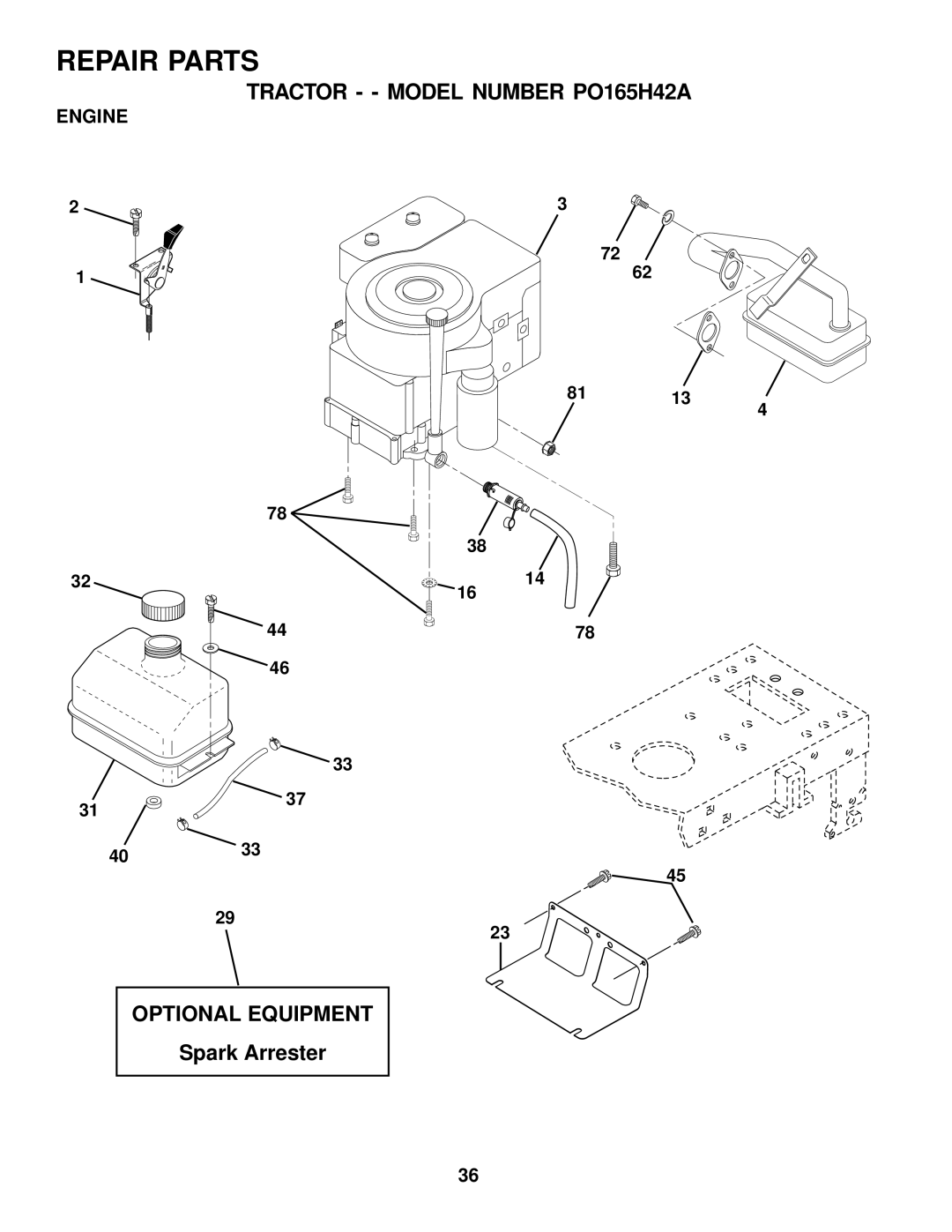 Poulan 176085 owner manual Engine 