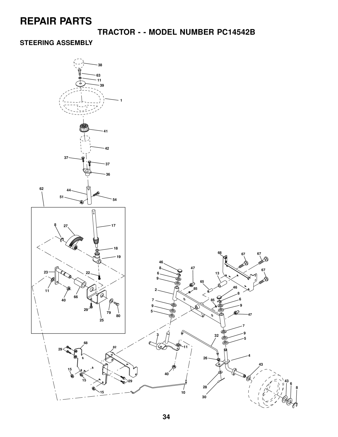 Poulan 176851 owner manual Steering Assembly 