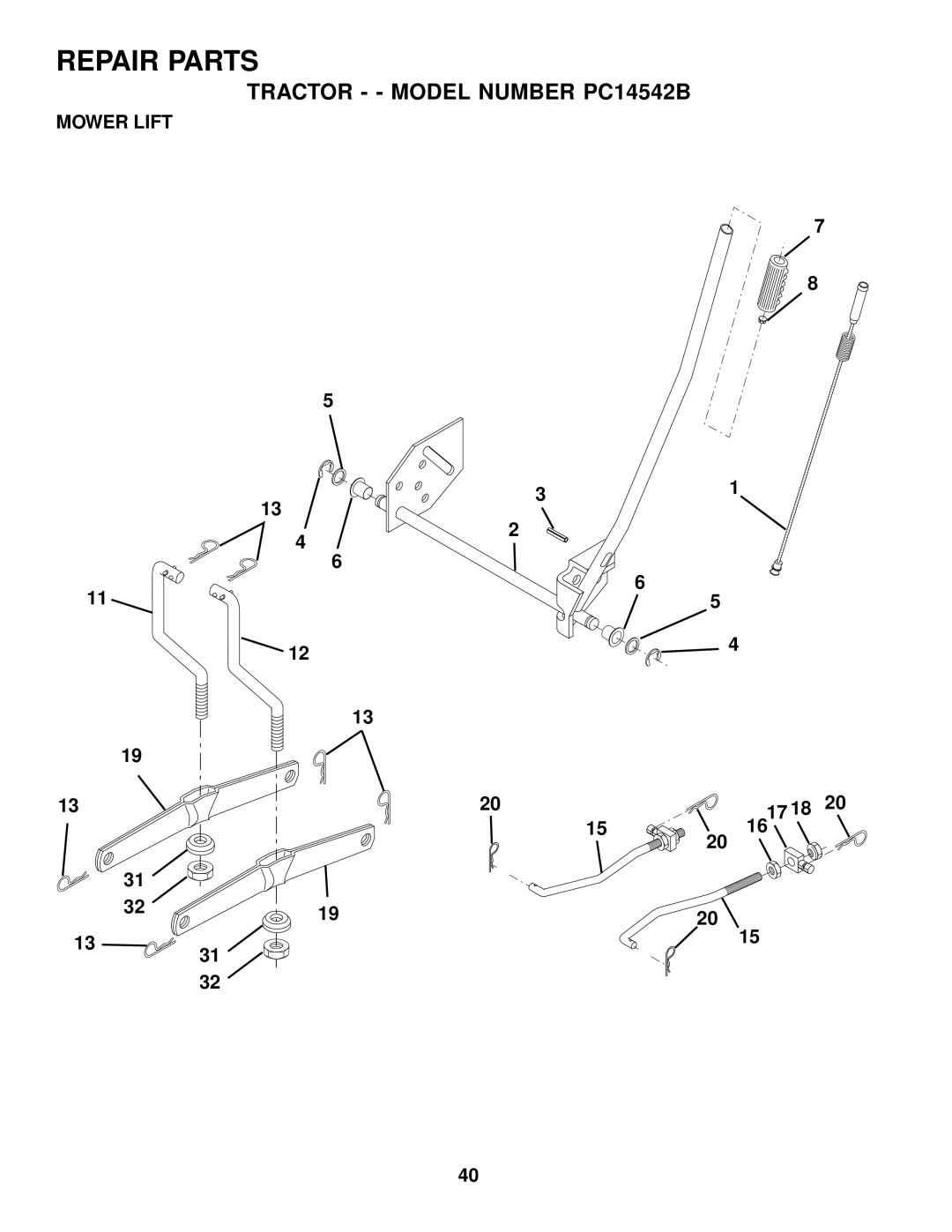 Poulan 176851 owner manual Mower Lift 