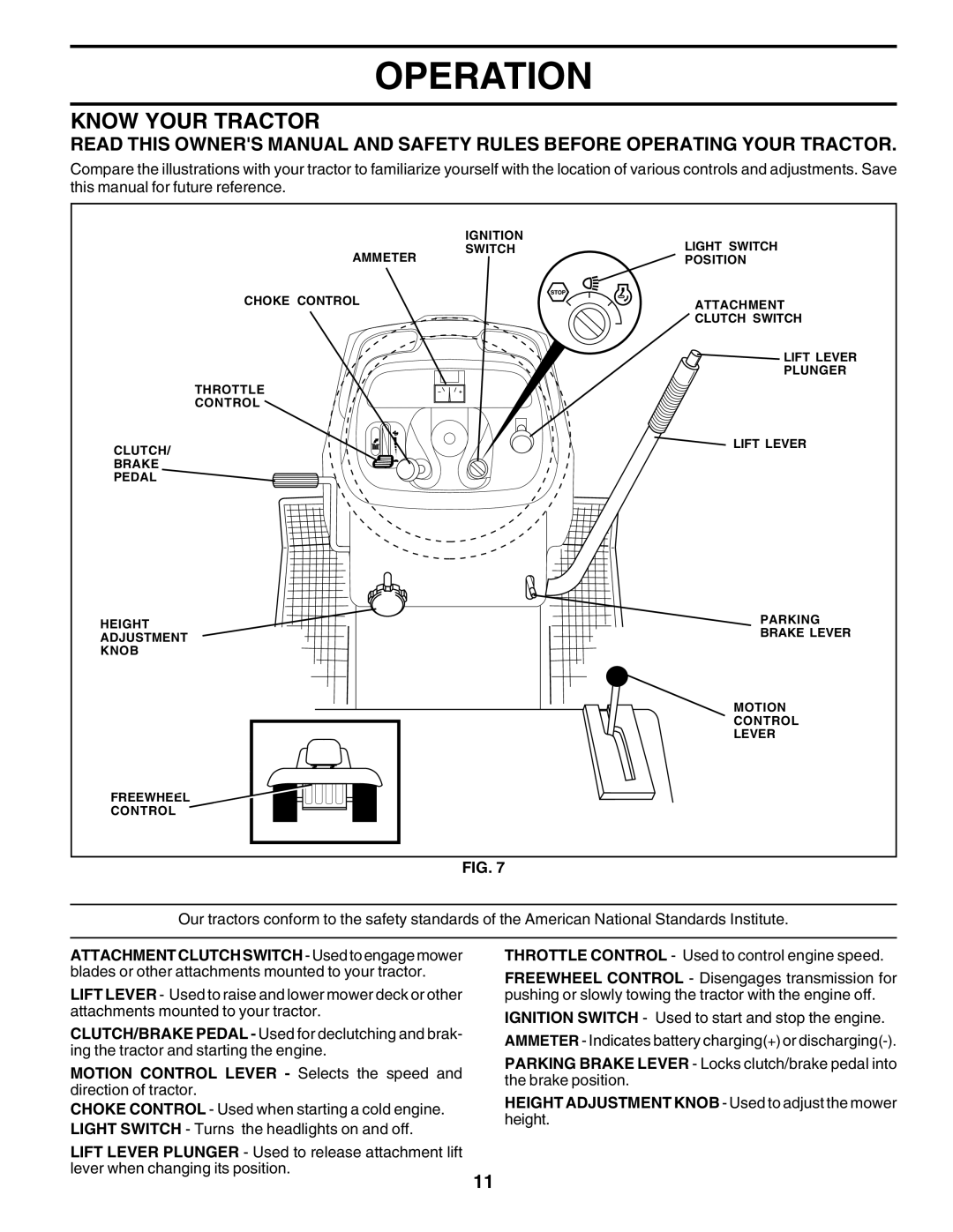 Poulan 176873 owner manual Know Your Tractor 