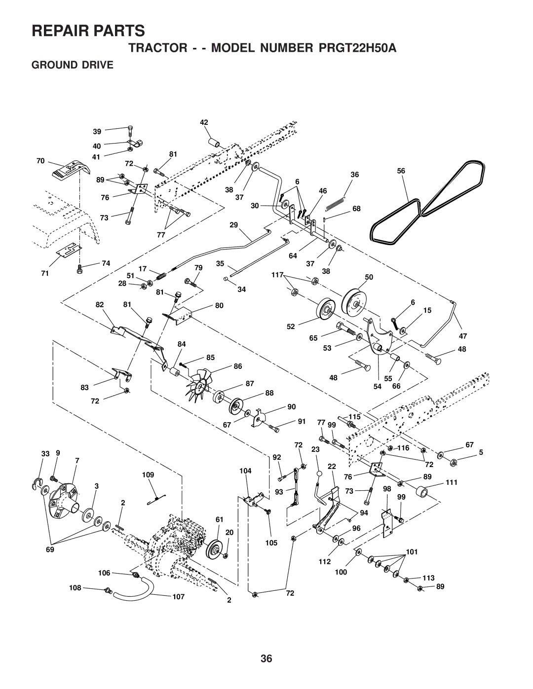 Poulan 176873 owner manual Ground Drive 